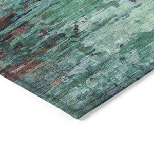 HomeRoots 8' Teal Blue, Pale Aqua & Plum Round Area Rug - Durable, Washable Design for Indoor & Outdoor Use 629861