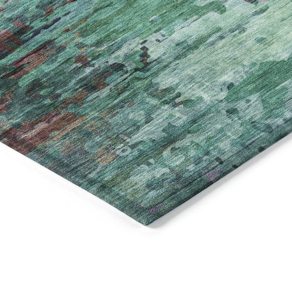 HomeRoots 8' Teal Blue, Pale Aqua & Plum Round Area Rug - Durable, Washable Design for Indoor & Outdoor Use 629861