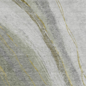 HomeRoots 8' X 10' Artichoke Green & Gray Abstract Area Rug - Washable, Durable for Indoor/Outdoor Spaces! 629868