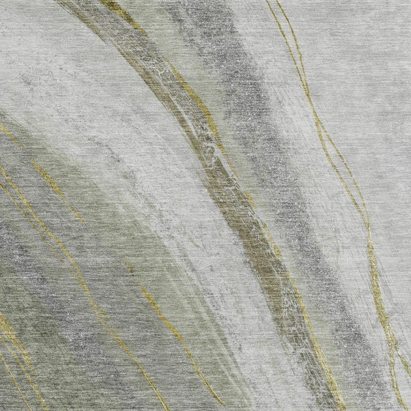 HomeRoots 8' X 10' Artichoke Green & Gray Abstract Area Rug - Washable, Durable for Indoor/Outdoor Spaces! 629868