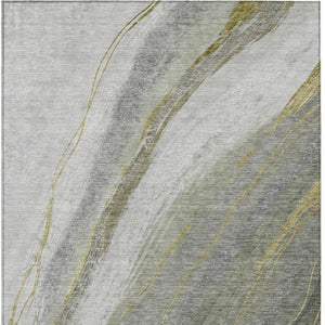 HomeRoots 9' X 12' Stylish Artichoke Green & Gray Abstract Area Rug - Washable, Durable & Versatile Design 629869