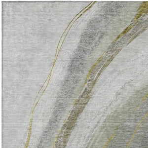 HomeRoots 9' X 12' Stylish Artichoke Green & Gray Abstract Area Rug - Washable, Durable & Versatile Design 629869