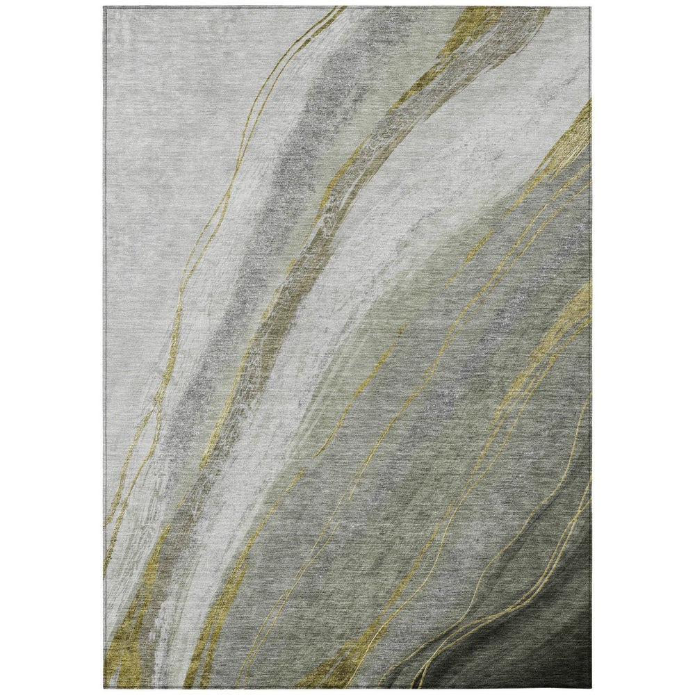 HomeRoots 10' Artichoke Green & Gray Abstract Washable Area Rug – Stylish, Durable, Indoor/Outdoor Luxury! 629870