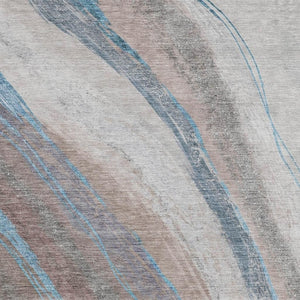 HomeRoots 5' X 8' Stylish Brown and Teal Abstract Washable Area Rug for Indoor & Outdoor High-Traffic Spaces 629872