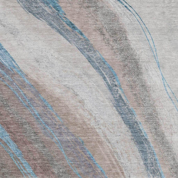HomeRoots 5' X 8' Stylish Brown and Teal Abstract Washable Area Rug for Indoor & Outdoor High-Traffic Spaces 629872