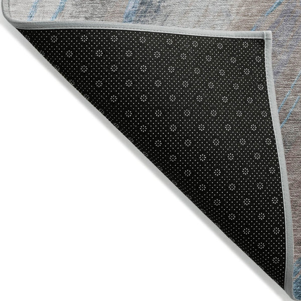 HomeRoots 8' Round Abstract Area Rug in Brown and Teal Blue – Washable, Durable, Indoor & Outdoor Use! 629873