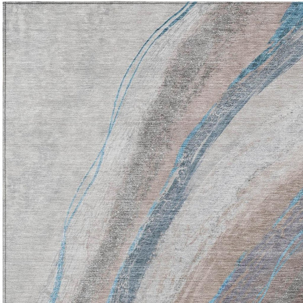 HomeRoots 10' Bold Brown and Teal Abstract Washable Area Rug - Indoor/Outdoor Use, Easy Care & Durable Design 629876