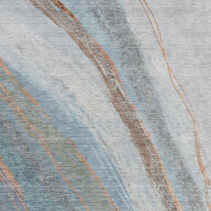 HomeRoots 9' X 12' Washable Blue and Copper Abstract Area Rug - Durable Indoor/Outdoor Decor for Every Space 629881