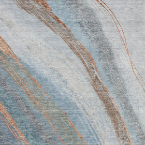 HomeRoots 10' Blue & Copper Abstract Indoor Outdoor Area Rug - Durable, Washable, Stylish for High-Traffic Spaces 629882