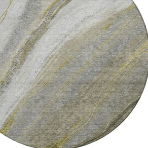 HomeRoots 8' Stylish Pewter and Gray Round Abstract Rug - Washable, Durable, Indoor/Outdoor Versatility! 629885