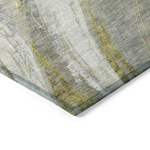 HomeRoots 8' Stylish Pewter and Gray Round Abstract Rug - Washable, Durable, Indoor/Outdoor Versatility! 629885