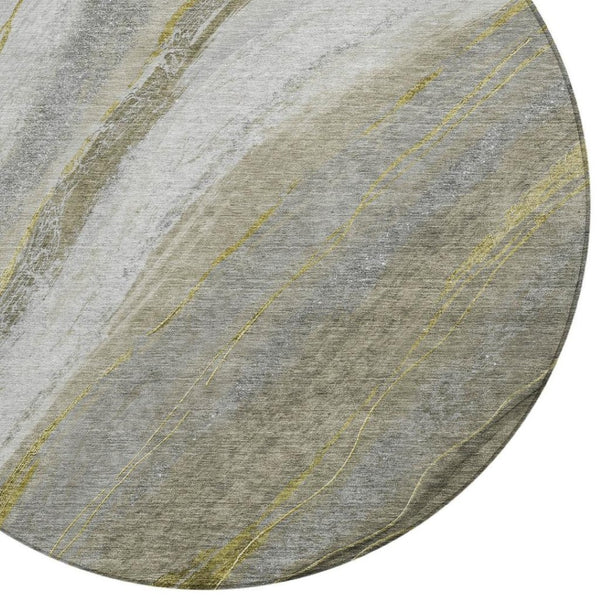 HomeRoots 8' Stylish Pewter and Gray Round Abstract Rug - Washable, Durable, Indoor/Outdoor Versatility! 629885