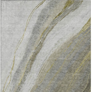 HomeRoots 8' X 10' Abstract Pewter and Gray Area Rug – Washable, Durable for Indoor/Outdoor Use, Modern Design 629886