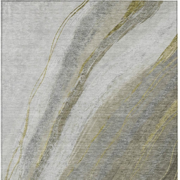 HomeRoots 8' X 10' Abstract Pewter and Gray Area Rug – Washable, Durable for Indoor/Outdoor Use, Modern Design 629886