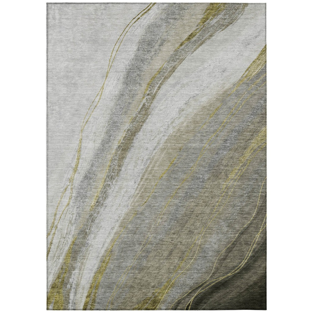 HomeRoots 8' X 10' Abstract Pewter and Gray Area Rug – Washable, Durable for Indoor/Outdoor Use, Modern Design 629886
