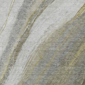 HomeRoots 8' X 10' Abstract Pewter and Gray Area Rug – Washable, Durable for Indoor/Outdoor Use, Modern Design 629886