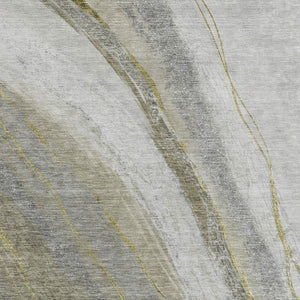 HomeRoots 9' X 12' Stylish Pewter & Gray Abstract Washable Area Rug - Perfect for Indoor & Outdoor Spaces! 629887