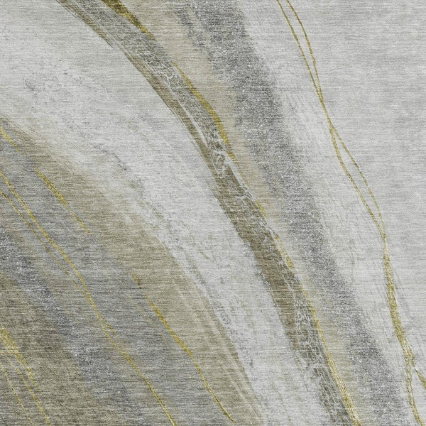 HomeRoots 9' X 12' Stylish Pewter & Gray Abstract Washable Area Rug - Perfect for Indoor & Outdoor Spaces! 629887
