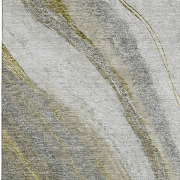 HomeRoots 10' Contemporary Pewter & Gray Abstract Washable Area Rug for Indoor/Outdoor Spaces - Durable & Stylish 629888