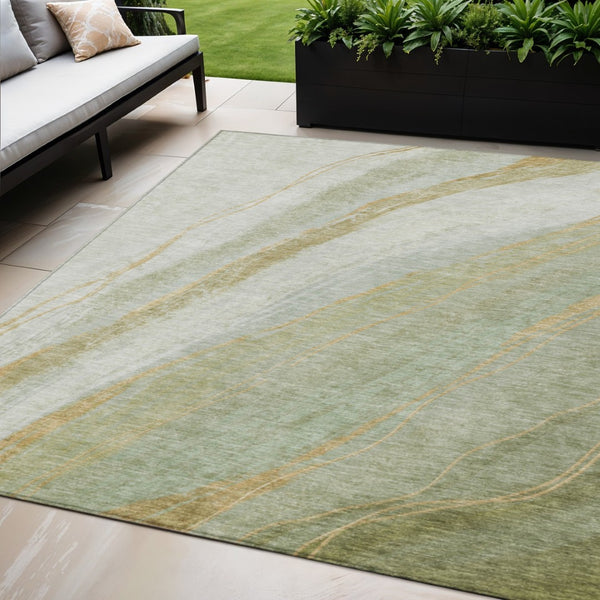 HomeRoots 5' X 8' Sage and Copper Abstract Area Rug - Modern, Washable, Durable for Indoor and Outdoor Spaces 629890