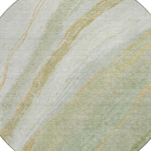 HomeRoots 8' Sage and Copper Round Abstract Area Rug - Stylish, Washable, Water-Resistant for Indoor/Outdoor Use 629891