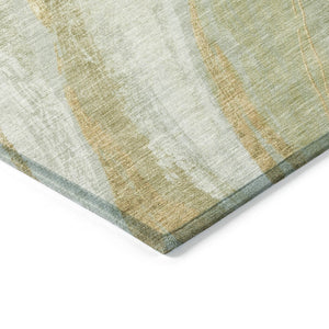 HomeRoots 8' Sage and Copper Round Abstract Area Rug - Stylish, Washable, Water-Resistant for Indoor/Outdoor Use 629891