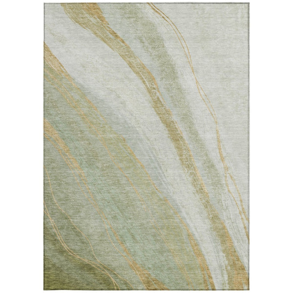 HomeRoots 9' X 12' Sage and Copper Abstract Area Rug - Stylish, Washable Indoor/Outdoor Rug for High-Traffic Spaces 629893