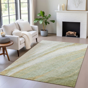 HomeRoots 9' X 12' Sage and Copper Abstract Area Rug - Stylish, Washable Indoor/Outdoor Rug for High-Traffic Spaces 629893