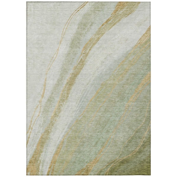 HomeRoots 10' Modern Sage and Copper Abstract Washable Area Rug - Durable Indoor/Outdoor Design for All Spaces 629894