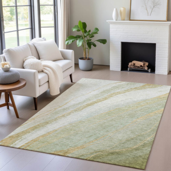 HomeRoots 10' Modern Sage and Copper Abstract Washable Area Rug - Durable Indoor/Outdoor Design for All Spaces 629894