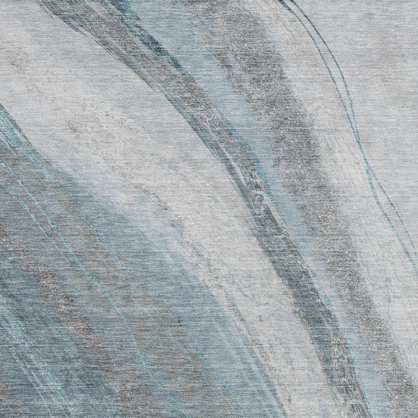 HomeRoots 5' X 8' Teal Blue and Gray Abstract Area Rug - Modern, Washable, Durable for Indoor & Outdoor Use 629896