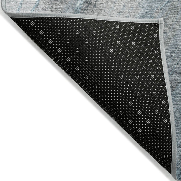 HomeRoots 8' Teal Blue and Gray Round Abstract Rug - Stylish, Washable Area Rug for Indoor & Outdoor Spaces 629897