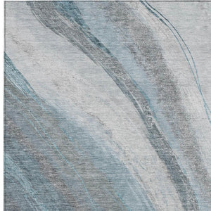 HomeRoots 8' X 10' Teal Blue and Gray Abstract Indoor-Outdoor Area Rug – Washable, Durable, Stylish Décor! 629898