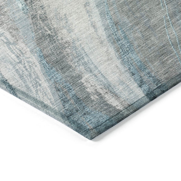 HomeRoots 9' X 12' Teal Blue & Gray Abstract Washable Area Rug – Modern, Durable for Indoor & Outdoor Use! 629899