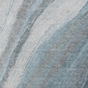 HomeRoots 9' X 12' Teal Blue & Gray Abstract Washable Area Rug – Modern, Durable for Indoor & Outdoor Use! 629899