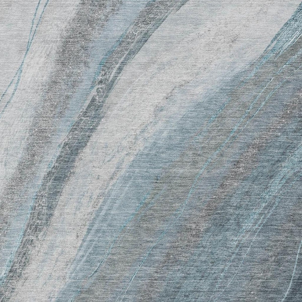HomeRoots 9' X 12' Teal Blue & Gray Abstract Washable Area Rug – Modern, Durable for Indoor & Outdoor Use! 629899