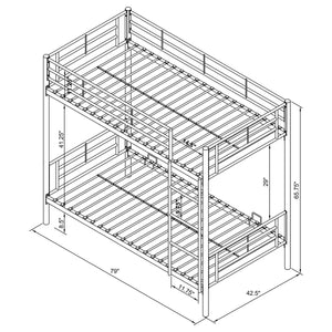 English Elm Marin Sleek Twin over Twin Bunk Bed in Industrial Silver or Black Metal — Durable, Space-Saving Design B062P340736