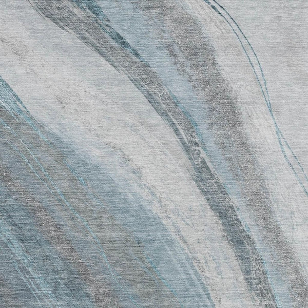HomeRoots 10' Abstract Teal Blue & Gray Washable Area Rug - Stylish, Durable, Perfect for Indoor/Outdoor Use 629900