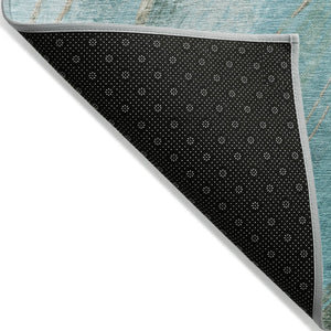 HomeRoots 8' Turquoise & Taupe Abstract Round Area Rug – Washable, Durable, Indoor/Outdoor Versatile Accent Piece 629903