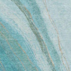 HomeRoots 9' X 12' Turquoise and Taupe Abstract Area Rug - Durable, Washable, Stylish for Indoor & Outdoor Use 629905