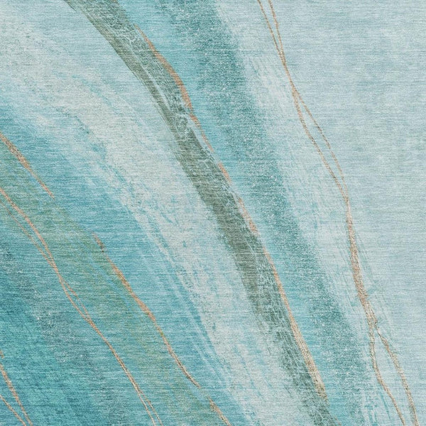 HomeRoots 9' X 12' Turquoise and Taupe Abstract Area Rug - Durable, Washable, Stylish for Indoor & Outdoor Use 629905