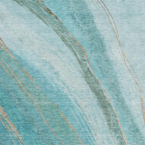 HomeRoots 10' Turquoise & Taupe Abstract Area Rug - Washable, Durable, Indoor-Outdoor Style for Any Space! 629906