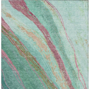 HomeRoots 5' X 8' Abstract Green, Blush, and Peach Washable Area Rug for Indoor & Outdoor Spaces, Durable & Stylish 629914