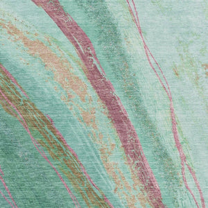 HomeRoots 8' X 10' Abstract Green, Blush & Peach Washable Area Rug – Stylish Indoor/Outdoor Decor Solution! 629916