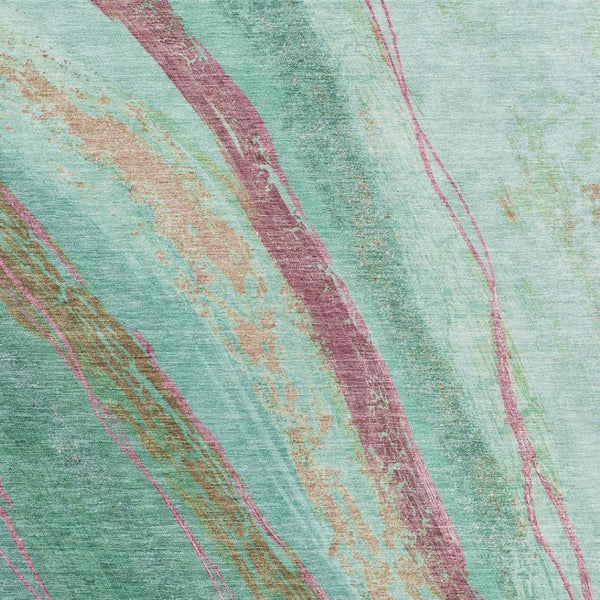 HomeRoots 8' X 10' Abstract Green, Blush & Peach Washable Area Rug – Stylish Indoor/Outdoor Decor Solution! 629916