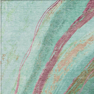 HomeRoots 10' Modern Abstract Washable Area Rug in Green, Blush & Peach - Durable, Stylish for Indoor/Outdoor Use 629918