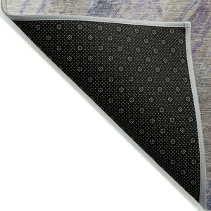 HomeRoots 8' Modern Round Abstract Area Rug in Brown, Taupe & Purple - Washable for Indoor/Outdoor Use! 629921
