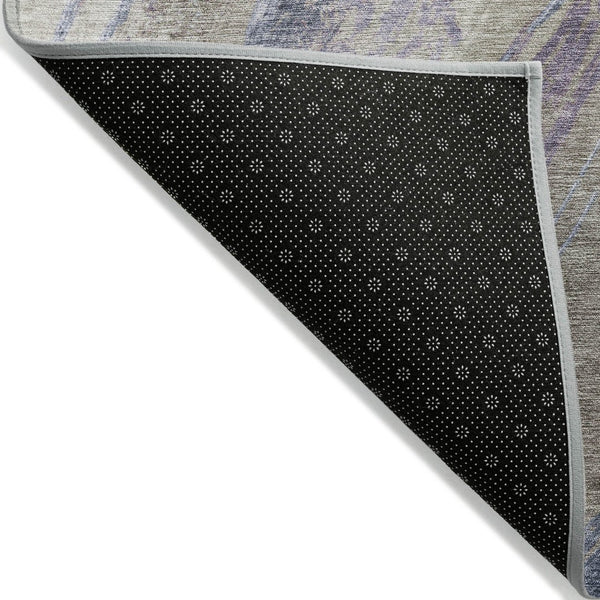 HomeRoots 8' Modern Round Abstract Area Rug in Brown, Taupe & Purple - Washable for Indoor/Outdoor Use! 629921