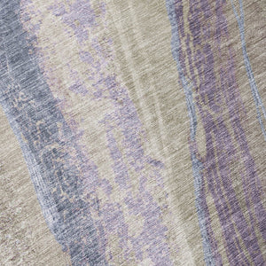 HomeRoots 8' Modern Round Abstract Area Rug in Brown, Taupe & Purple - Washable for Indoor/Outdoor Use! 629921