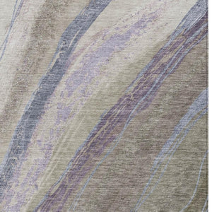 HomeRoots 8' X 10' Washable Abstract Area Rug in Brown Taupe & Purple - Durable for Indoor & Outdoor Spaces 629922